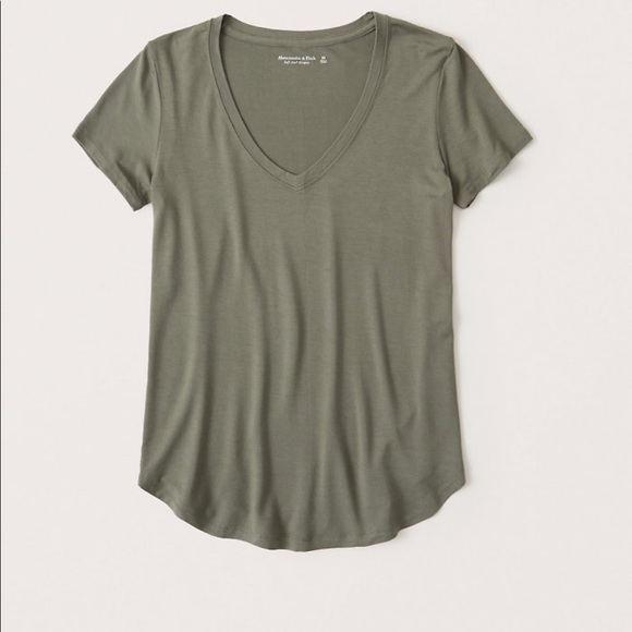 Abercrombie & Fitch Tops - A&F Green Drapey V-Neck Tee